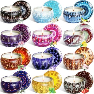 China Scented 12 Kinds of Scent Set Holiday Birthday Gift Floral Candle Flavor Scented Candle in Colorful Jar for sale