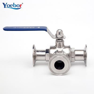 China Good Quality General Various Handle Sanitary Tri Flange 3 Way Long Stainless Steel Ball Valve for sale