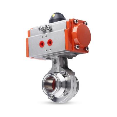 China Pneumatic Stainless Steel General Sanitary Butterfly Valve Quick-connect O.D 19-45 Quick-Loading Flange Type Butterfly Valve for sale