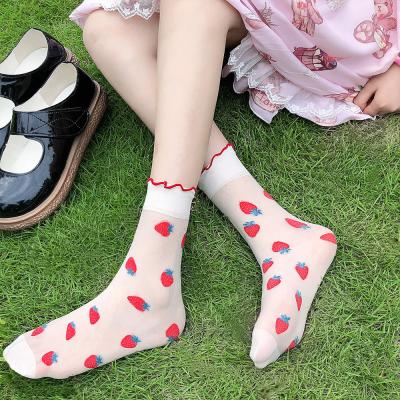 China Soft QUICK DRY design printed slim fluffy ruffled striped custom printed girl crew socks for women for sale