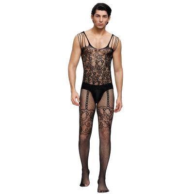 China Men's One-Piece Net Of Breathable Sexy Adult One-Piece Tight Perspective Suit Underwear Fun Socks for sale