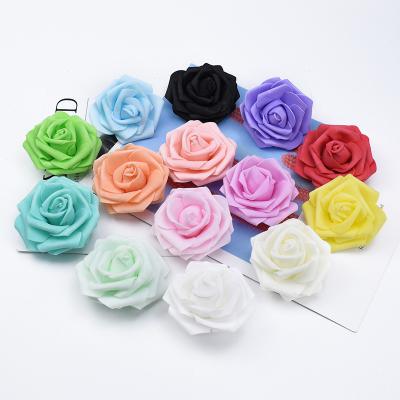 China Immortal and Eco-friendly Pink White Purple Realistic Artificial Roses Wedding Flowers Bush Layout Touch Real Craft Art Simulation Foam Roses for sale