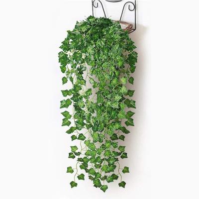 China Hanging Vine Minimalist Wedding For Garden Faux Ivy Plants Hedge Leaf Fence Wall Ivy Hedge Artificial Green Foliage Vine for sale