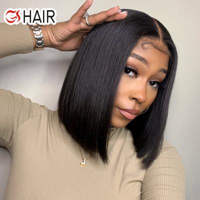 China Good Quality Straight Bob Cut Short Lace Wig,Wholesale Cheap Short Lace Front Wig,18 Inch High Density Black Virgin Hair Wig for sale