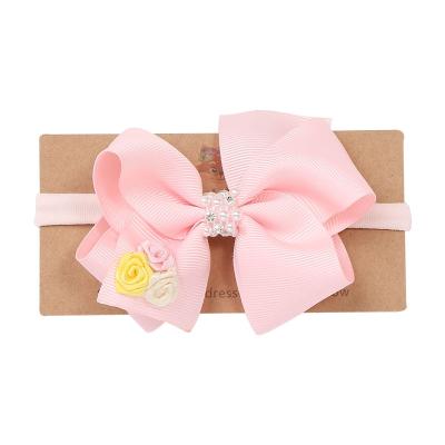 China Top Selling Fashionable Art Artificial Flowers Baby Headband for Girls Big Bow Nylon Head Band for sale