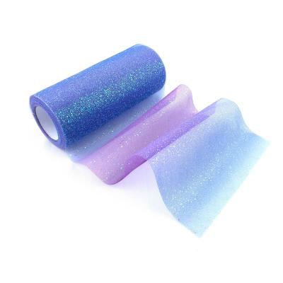 China Viable Ribbons Rolls, Gradient Tulle, Rainbow Glitter Tulle Fabric Decor Tulle by the Yard x10/6in Craft Roll for Sash Bow for sale