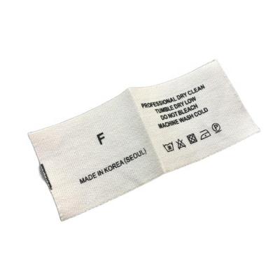 China OEM Viable Custom Bag Garment Clothing Shirt Jeans Launder 100% Cotton White Care Labels, Large Cotton Wash Label For Baby Clothes for sale