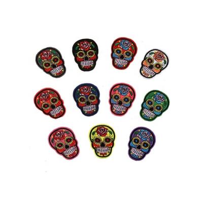 China cheap wholesale 3D fashion garment hat iron on embroidery skull patches for men's clothing for sale