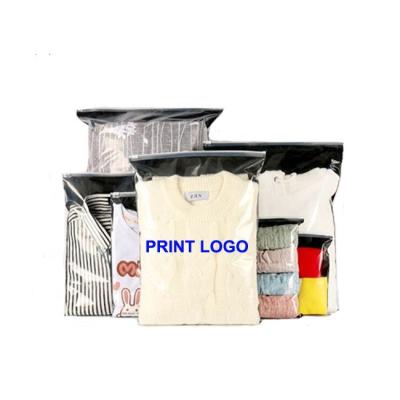 China Clean Recyclable Cheap Custom Logo Printed Garment Garment T-shirt Zip Lock Style Clear Zipper Plastic Packaging Packing Bag for sale