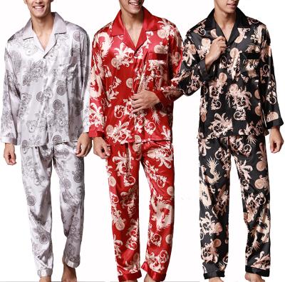 China QUICK DRY Satin Printing Elastic Design Pajamas Mens Sleepwear Pajamas Sets Pajamas For Men for sale