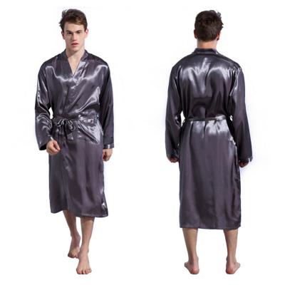 China Wholesale QUICK DRY Mens Long Robe Satin Kimono Silk Bathrobe Nightgown Sleepwear Plus Size Long Sleeve for sale