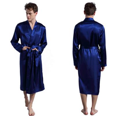 China QUICK DRY Silk Robe Satin Kimono Long Robe Mens Nightgown Sleepwear Plus Size Long Sleeve Sleepwear For Men for sale