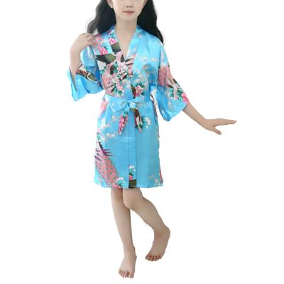 China Thermal Multiple Sizes Available Quick Dry Satin Peacock Print Girls Maxi Dress Custom Made Kids for sale