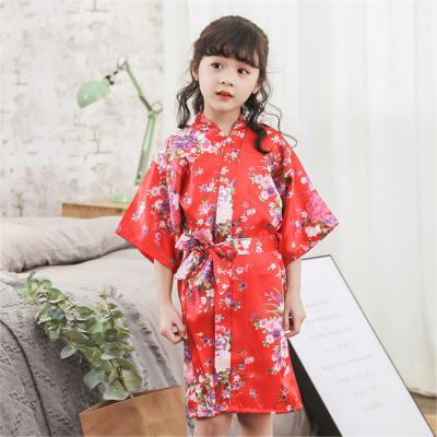 China Hot Selling Luxury Thermal Silk Robe Pajamas Kids Solid Color Satin Sublimation Long Bridesmaid Robes for sale