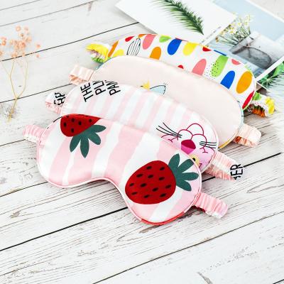 China Home Sleep Shading Eco-friendly Custom Lightweight Anti-puffiness Cute Silk Eyemask Printed for sale