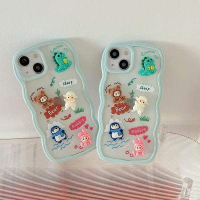 China New Shockproof Hot Selling Soft Plating Mobile Phone Creative Animal Doll Clear Frames Luxury Designer For iPhone 13 12ProMax for sale