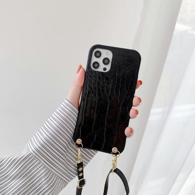 China Shockproof In Crocodile Leather Running Cross - Body Cell Phone Case For Women iPhone 11 12 13 Pro 7 8 Puls Max X Xs Xr for sale