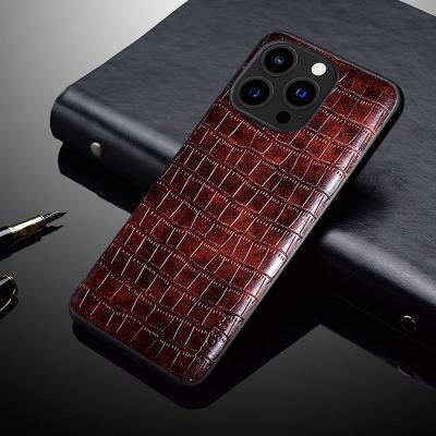 China Custom High Quality Genuine Luxury Shockproof Crocodile Skin Leather Phone Case PU Leather Cover For iPhone 11 12 13 pro Max Protective Cover for sale