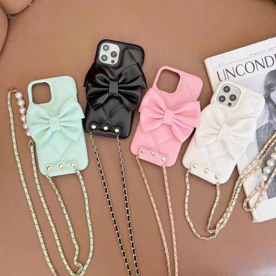 China Custom Xiangfeng Shockproof Embroidered Lingge Bow Mobile Phone Case Cover Device With For iPhone 11 12 13 pro for sale