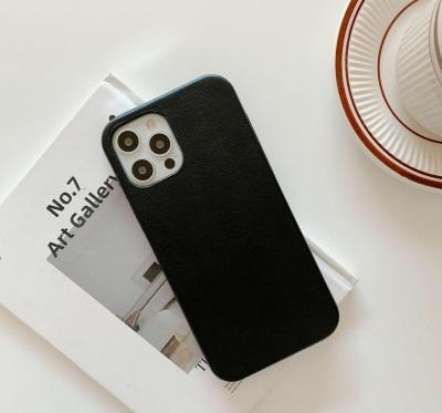 China Retro Lamb Skin Cell Phone Vegan Simple Premium Shockproof Leather Mobile Cell Phone Case For iphone 11 12 13 for sale