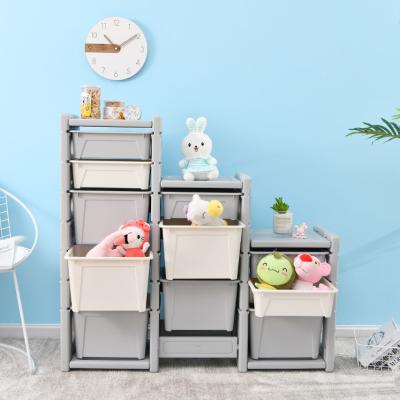 China Modern Children Furniture Toy Shelf Children Indoor Kids Cabinet with Plastic Storage Box for Sale for sale