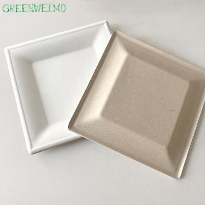 China Environmentally Friendly Disposable Biodegradable Bagasse Square Plate Custom Food Dessert Dishes for sale