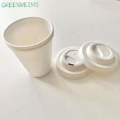 China Biodegradable Disposable Paper Bagasse Cup Pulp Cardboard Disposable Coffee Paper Cups With Lids for sale