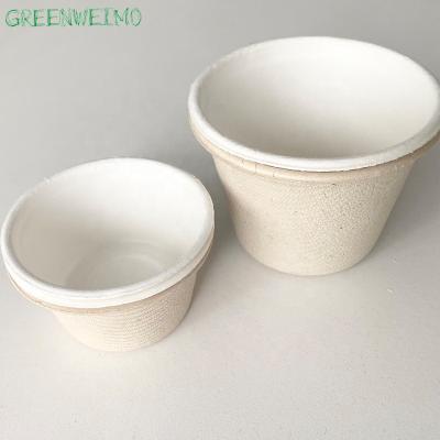 China Biodegradable Biodegradable Sugar Cane Bagasse Pulp Disposable Ice Cream White Paper Popcorn Cups for sale