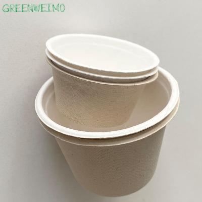 China Disposable Environmental Friendly Packaging Biodegradable Bagasse Ice Cream Cup With Lid for sale