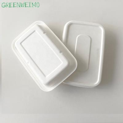 China Disposable Rectangle Biodegradable Bagasse Pulp Tray China White Disposable Plates Material With Lid for sale