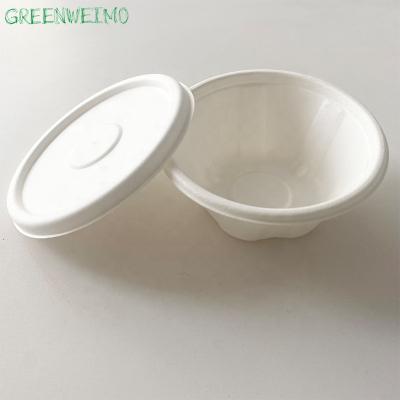 China Disposable Biodegradable Bagasse Pulp Take Away Lunch Food Container Packaging Paper Soup Bowl With Lid for sale