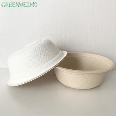 China Paper Pulp Disposable Biodegradable Microwave Bagasse Takeout Soup Bowl for sale