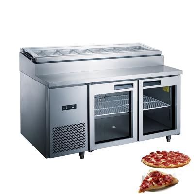 China Single-temperature commercial refrigeration equipment refrigerator stainless steel salad pizza bar pizza counter for sale