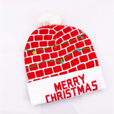 China Hot Sale Christmas Gift And Decoration Wholesales Colorful Glowing Knitted Hat for sale