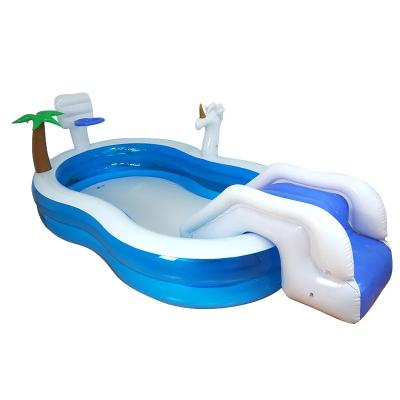 China Customized inflatable kiddie pools outdoor pool float pool with explosion water slide inflatable pool cheapest slide prices for adult children for sale