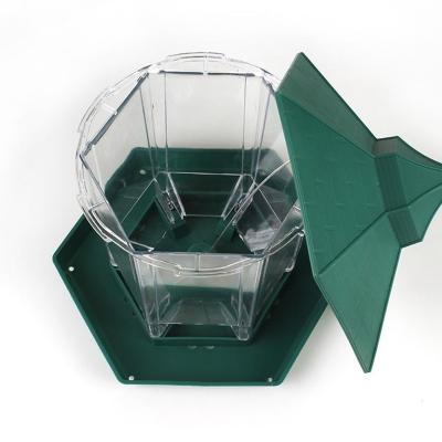 China Viable Bird Feeder Garden Green Bird Food Feeder Bird Food Pet Cage for sale