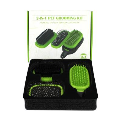 China Stocked 3 in 1 Pet Grooming Tool Hair Pet Grooming Brush Pet Cleaning and Grooming Products for sale