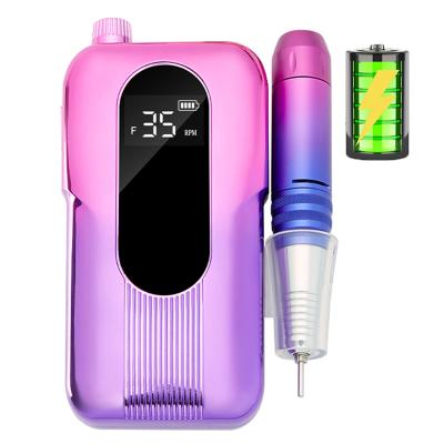 China Professional Nail Supplies Professional Electric Rechargeable Nail Drill Machine 35000RPM Cordless Nail File Machine For Acrylic Manicure Set for sale