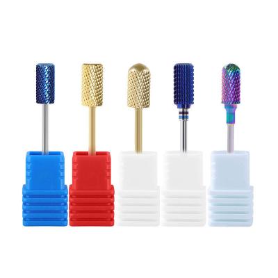 China Blue Electric Nail Mills Cutter Rainbow Carbide Nail Drill Bit Electric Tungsten Nail Drill Bit For Manicure Machine Nail Files Accessories for sale