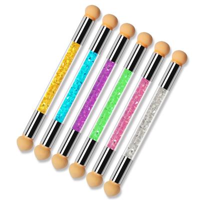 China Beauty Paint Tools Gradient Smudge Double Head Pen With Rhinestone Handle Nail Art Manicure Tool for sale