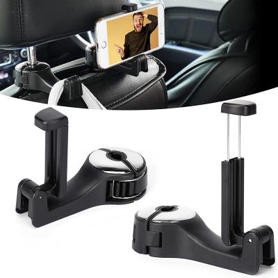 China Universal Car Hooks with Phone Holder, Car Seat Hooks for Purses and Bags, Universal 360 Rotation Headrest Hooks Purse Holder for Car, Ca for sale