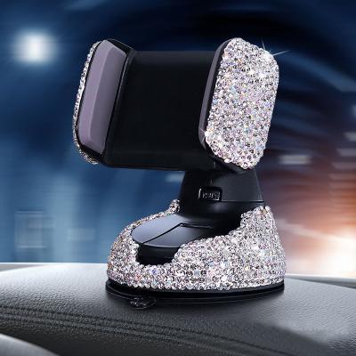 China Bling Car Mobile Phone Holder, Adjustable Car Acces Rhinestone Car Mount Phone Holder Crystal Auto Phone Mount Universal for sale