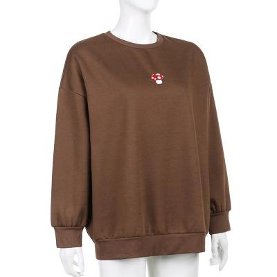 China European and American fashion winter new brown embroidery street pullover women's breathable small mushroom style sweater for sale