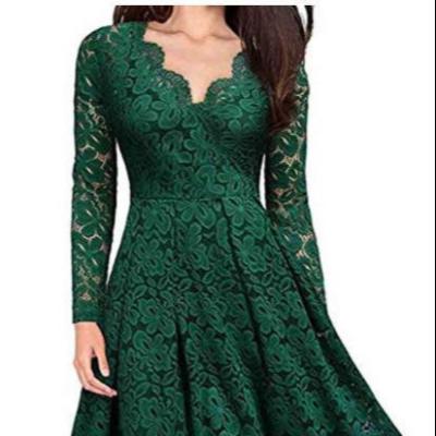 China Breathable V-Neck Women's Large Lace Swing Dress for sale