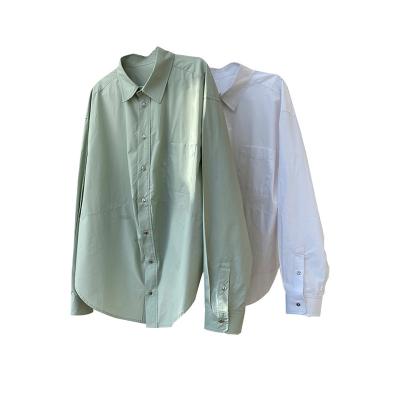 China Simple And Fashionable White Lapel Shirt And Casual Slim Shirt Ladies Anti-pilling Loose Comfortable Top for sale