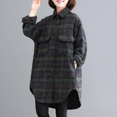 China Plus size women's anti-pilling autumn new coat swept thick plaid shirt for sale