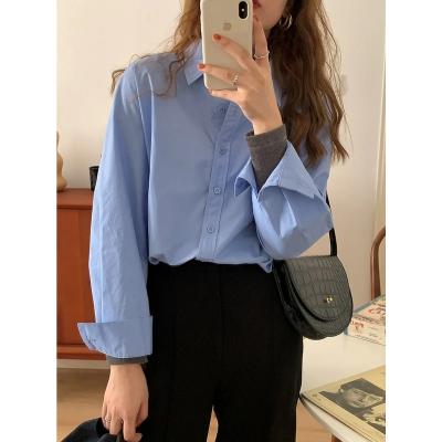 China Anti-pilling casual inner shirt women new Korean version of 2021 loose long-sleeved temperament springs bottoming shirt for sale