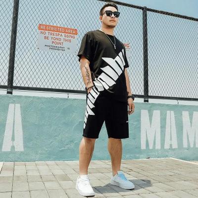 China Breathable plus size T-shirt summer loose short-sleeved casual sports suit men's fat thin tide type fat plus size men's clothing for sale