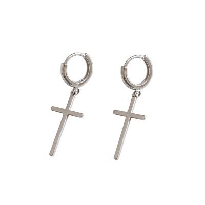 China Nickel Free Lead Free Silver Circle Fashion 925 Sterling Silver Cross Drop Earrings For Female for sale