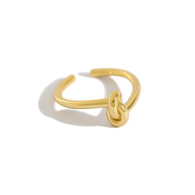 China Gold Trendy Hot Selling Color Irregular Link Form Ring Chic S925 Adjustable Silver Knot Form Ring For Women Open for sale